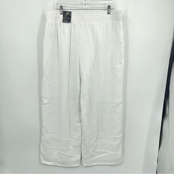 NWT JM Collection White Woven Wide Leg Pants Size XL 100% cotton pull on - Picture 3 of 10